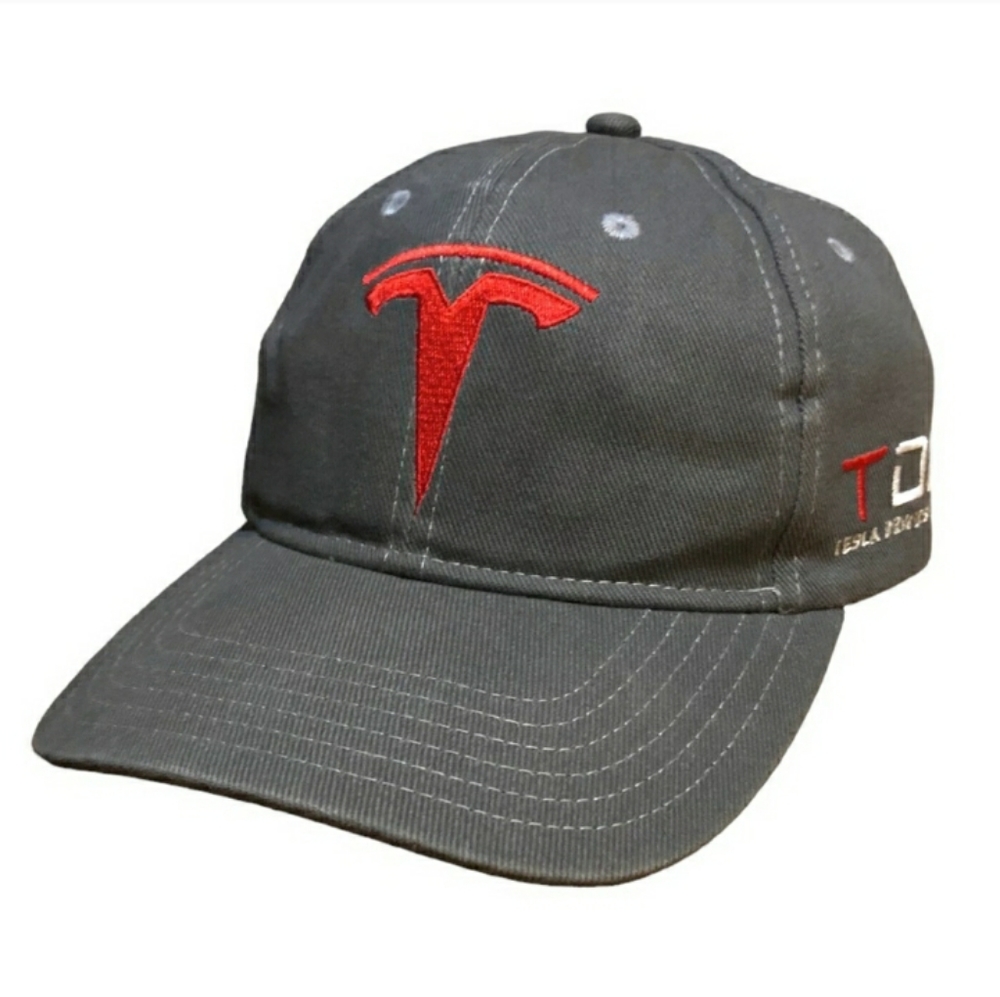 TESLA Grey Embroidered TDG Owners Adjustable Baseball Cap 2015. EUC!